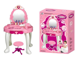 Różowa toaletka dla dzieci dziewczynki taboret suszarka zestaw