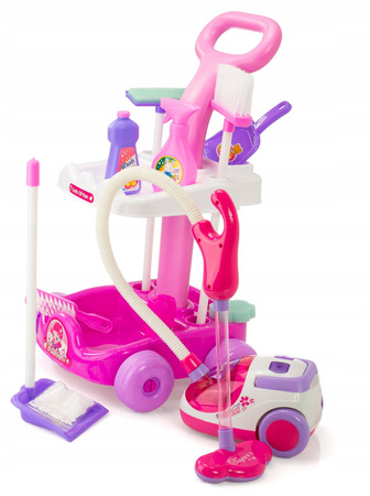 Duży zestaw do sprzątania dla dzieci Wózek z interaktywnym odkurzaczem i akcesoriami 