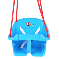 Huśtawka kubełkowa plastikowa dla dzieci niebieska z pasami bezpieczeństwa