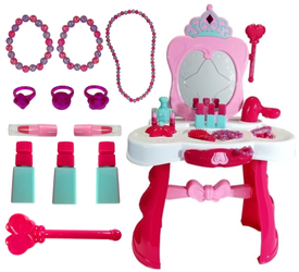 Interaktywna różowa toaletka dla dzieci z lustrem i akcesoriami