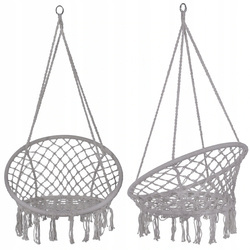 Wiszący fotel Bocianie gniazdo Krzesło ogrodowe plecione szare