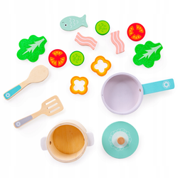 Drewniany zestaw do gotowania dla dzieci garnki przybory kuchenne Ecotoys