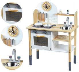 Drewniana kuchnia kuchenka dla dzieci piekarnik akcesoria Ecotoys TL80021