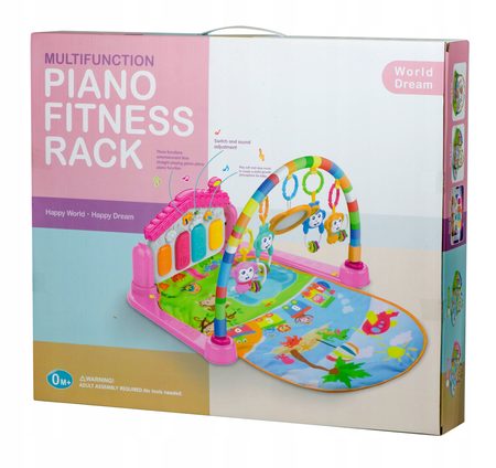 Duża mata wielofunkcyjna edukacyjna dla dzieci muzyczne pianinko pałąk zawieszki lusterko dla dzieci