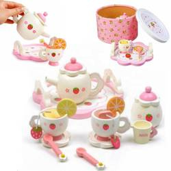 Drewniany zestaw naczyń herbata dla dzieci serwis herbaciany