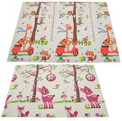Dwustronna piankowa mata edukacyjna dla dzieci z motywem zwierzątek Miarka wzrostu 150x195cm