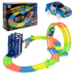 Tor samochodowy dla dzieci świecący w ciemności Magic Track Luminous z samochodzikiem 129 elementów