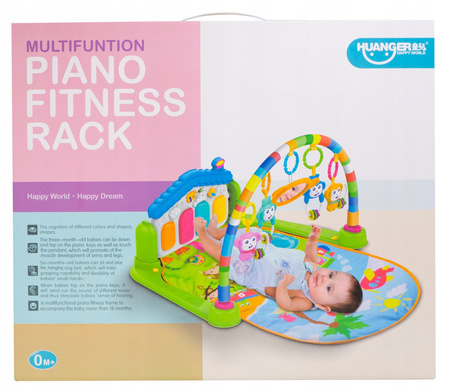 Mata edukacyjna dla dzieci interaktywna muzyczna pianinko grzechotki małpki lusterko 4w1