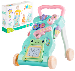 Interaktywny chodzik pchacz dla dzieci Żabka z zabawkami zielony