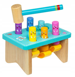 Drewniana zabawka edukacyjna dla dzieci wbijak z młotkiem