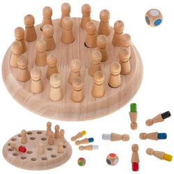 Edukacyjna drewniana gra logiczna dla dzieci Memory Chińczyk Dopasuj kolory Color Chess