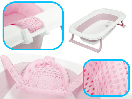 Składana wanienka z termometrem i poduszką różowa