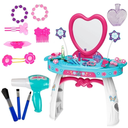 Toaletka z lusterkiem dla dziewczynki z akcesoriami Suszarka i biżuteria