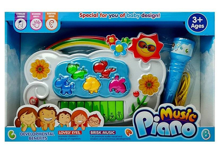 Pianinko elektroniczne organki interaktywne dla dzieci mikrofon kwiatki zwierzątka