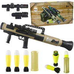 Wyrzutnia granatnik RPG zabawkowa broń brązowa dla dzieci pociski światło dźwięk