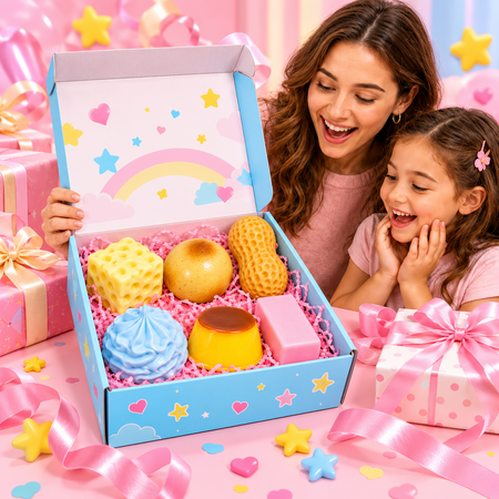 Gniotki dla dzieci zestaw gniotków box 6 elementów ser masło ziemniak śmietana pudding orzeszek