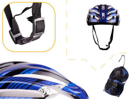 Zestaw ochraniaczy na rower rolki deskorolkę kask niebieski