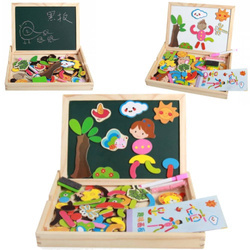 Drewniana wielofunkcyjna tablica magnetyczna kredowa dla dzieci magnesy kreda