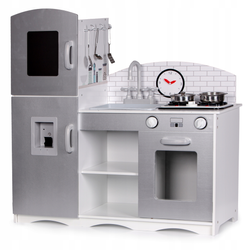 Duża drewniana kuchnia dla dzieci piekarnik lodówka akcesoria kuchenne Ecotoys