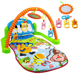 Mata interaktywna edukacyjna dla dzieci pianinko muzyczne mata małpka grzechotki 3w1