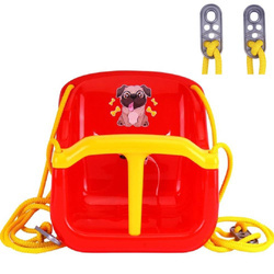 Huśtawka kubełkowa dla dzieci czerwona z pasami bezpieczeństwa