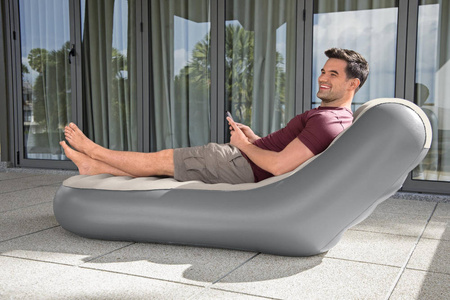 Dmuchany szary fotel leżak materac 165x84x79 cm Bestway 75064