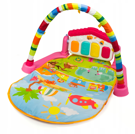 Duża mata wielofunkcyjna edukacyjna dla dzieci muzyczne pianinko pałąk zawieszki lusterko dla dzieci