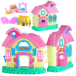 Duży interaktywny rozkładany domek dla lalek z mebelkami i ludzikami