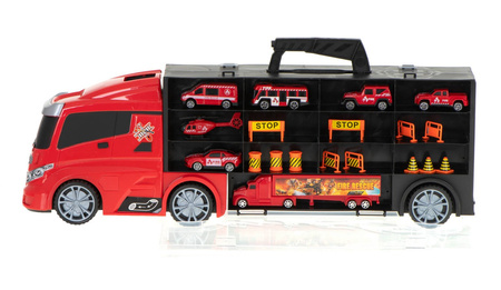 Duża ciężarówka Transporter Garaż dla samochodów z zestawem autek Straż Pożarna dla dzieci