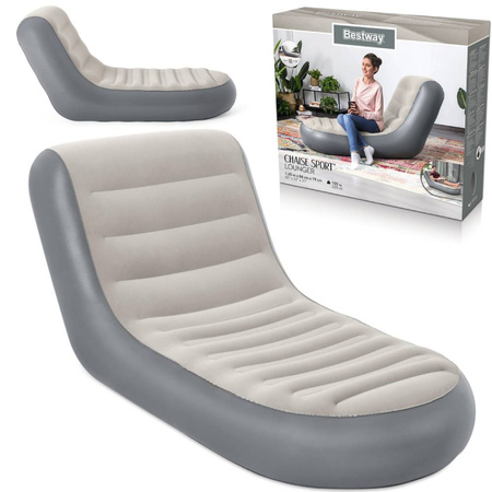 Dmuchany szary fotel leżak materac 165x84x79 cm Bestway 75064