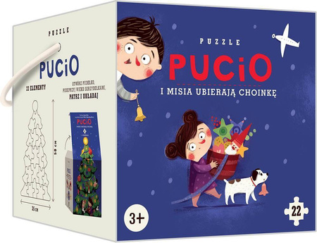 Puzzle Pucio i Misia ubierają choinkę 22 elementy