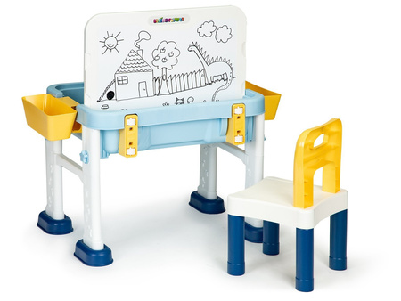 Stolik stoliczek do zabawy z krzesełkiem i tablicą dla dzieci 6w1 Zestaw edukacyjny HC493113