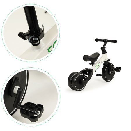 Rowerek biegowy z pedałami Rower trójkołowy dla dzieci 4w1 Ecotoys YM-BB-6 WHITE