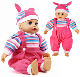 Interaktywna lalka Bobas na baterie dla dzieci Śmieje się Płacze i mówi Opieka nad lalką 40cm