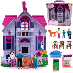 Fioletowy składany domek dla lalek akcesoria mebelki dla dziecka