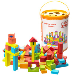 Zestaw drewnianych klocków w pudełku 100 el.