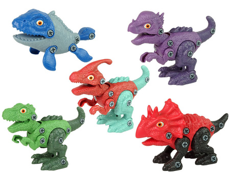 Zestaw pięciu dinozaurów do rozkręcania majsterkowanie śrubokręt wiertarka