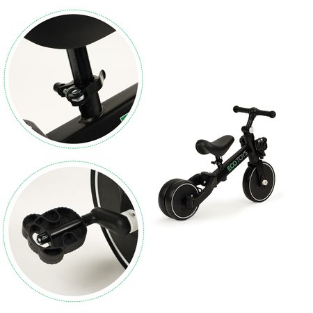 Rowerek biegowy z pedałami Rower trójkołowy dla dzieci 4w1 Ecotoys czarny YM-BB-6 BLACK