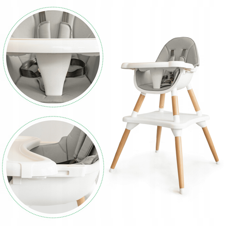 Krzesełko fotelik ze stoliczkiem do karmienia dzieci szare Ecotoys B0017-6 GRAY