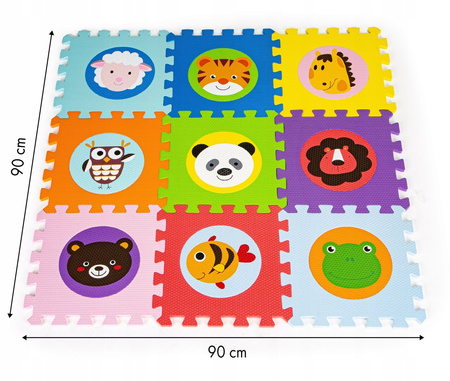 Mata edukacyjna dla dzieci Piankowe puzzle Zwierzęta Dywanik do pokoju dziecięcego 90cm ECOTOYS 