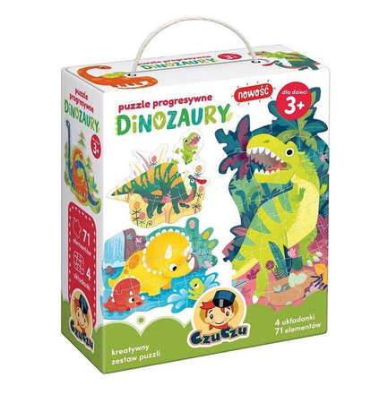 CzuCzu Puzzle Progresywne - Dinozaury 71 el 4 obrazki