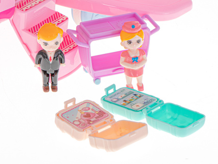 Duży samolot Transporter z akcesoriami i mebelkami różowy Odrzutowiec 