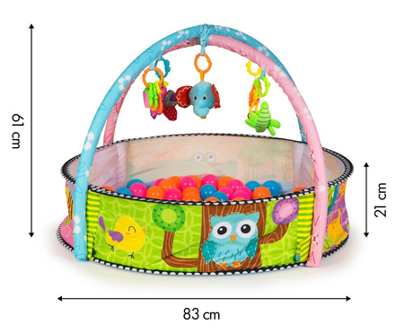 Wielofunkcyjna duża mata edukacyjna dla dzieci Kojec z piłkami i maskotkami 3w1 zwierzątka