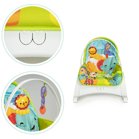 Leżaczek bujaczek kołyska dla dzieci z zabawkami 2w1 Fotelik z wibracjami Ecotoys