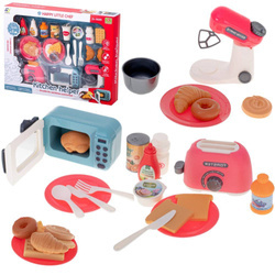 Zestaw sprzętu kuchennego dla dzieci mikrofala toster mikser akcesoria