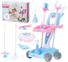 Duży zestaw do sprzątania dla dzieci Wózek z interaktywnym odkurzaczem i akcesoriami