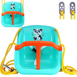 Huśtawka kubełkowa dla dzieci turkusowa z pasami bezpieczeństwa