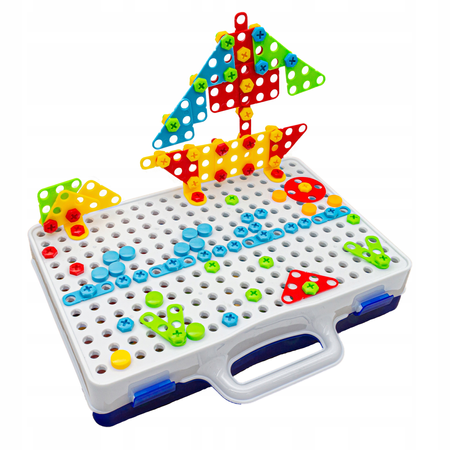 Zestaw edukacyjny konstrukcyjny dla dzieci Klocki do układania Wkrętarka Układanka Kreatywna mozaika w walizce