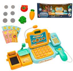 Duża edukacyjna kasa fiskalna dla dzieci zabawa w sklep akcesoria kalkulator waga taśma 24 elementy