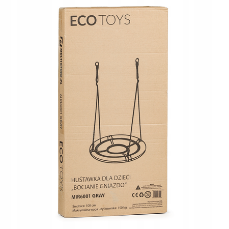 Huśtawka ogrodowa dla dzieci Bocianie gniazdo Ecotoys 100cm szara MIR6001 GRAY